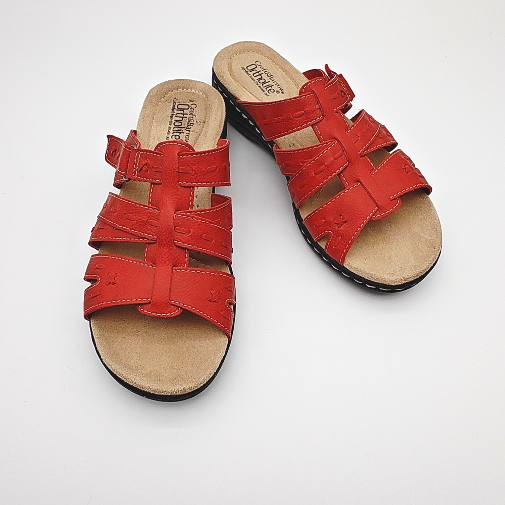 Croft & Barrow Ortholite‎ Sandals Womens 7.5M Red Comfort Slide Adjustable